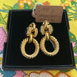 Vintage door knocker earrings, statement, Givenchy style, costume jewelry
